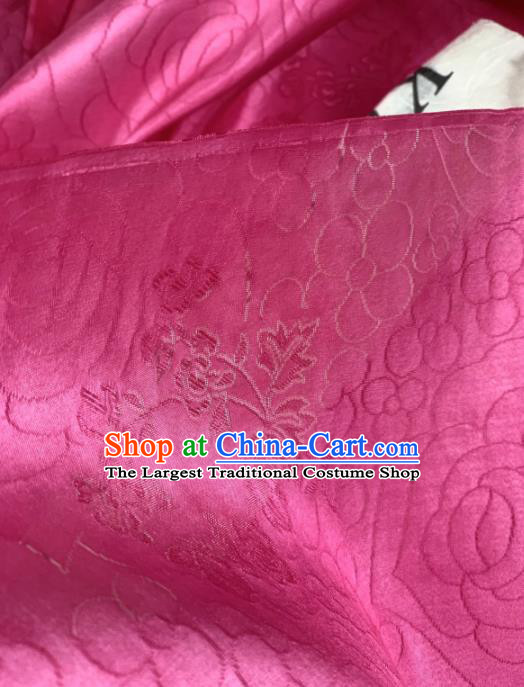 Chinese Traditional Classical Roses Pattern Design Peach Pink Silk Fabric Asian Hanfu Material