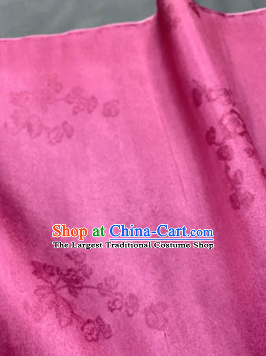 Chinese Traditional Classical Plum Blossom Pattern Design Peach Pink Silk Fabric Asian Hanfu Material