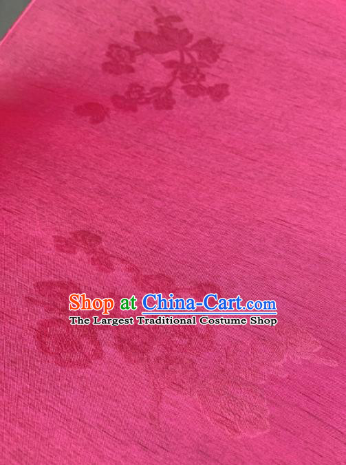 Chinese Traditional Classical Plum Blossom Pattern Design Rosy Silk Fabric Asian Hanfu Material