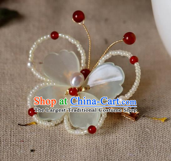 Traditional Chinese Handmade Beads Butterfly Hair Claw Headdress Ancient Hanfu Hair Accessories for Women