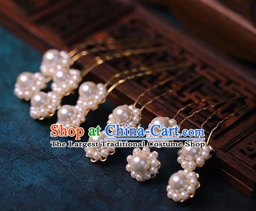 Traditional Chinese Handmade Pearls Hairpins Headdress Ancient Hanfu Hair Accessories for Women