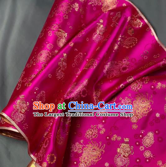 Chinese Classical Chrysanthemum Pattern Design Rosy Silk Fabric Asian Traditional Hanfu Brocade Material