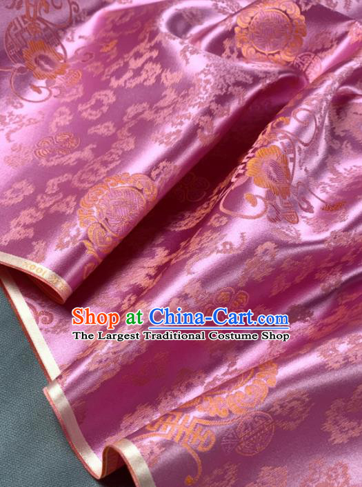 Chinese Classical Longevity Pattern Design Pink Silk Fabric Asian Traditional Hanfu Brocade Material