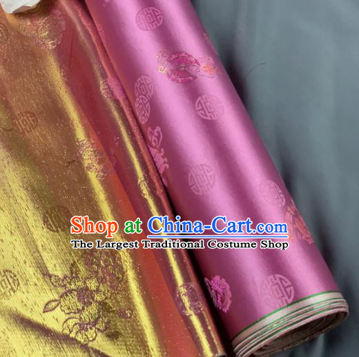 Chinese Classical Longevity Flowers Pattern Design Pink Silk Fabric Asian Traditional Hanfu Brocade Material