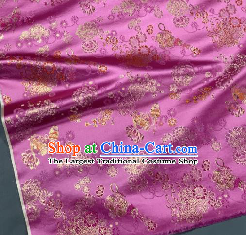 Chinese Classical Chrysanthemum Pattern Design Pink Silk Fabric Asian Traditional Hanfu Brocade Material