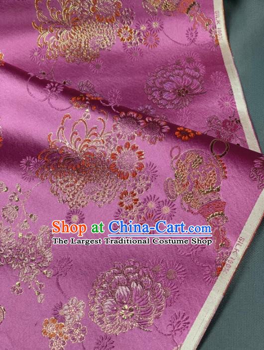 Chinese Classical Chrysanthemum Pattern Design Pink Silk Fabric Asian Traditional Hanfu Brocade Material