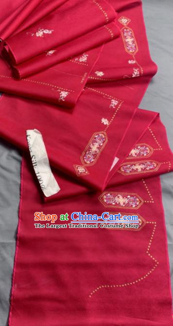 Chinese Classical Embroidered Pattern Design Red Silk Fabric Asian Traditional Hanfu Brocade Material