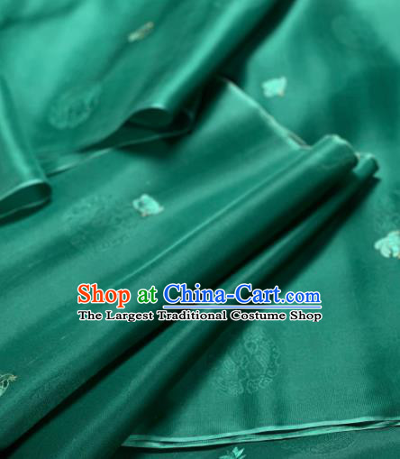 Chinese Classical Round Pattern Design Green Silk Fabric Asian Traditional Hanfu Material