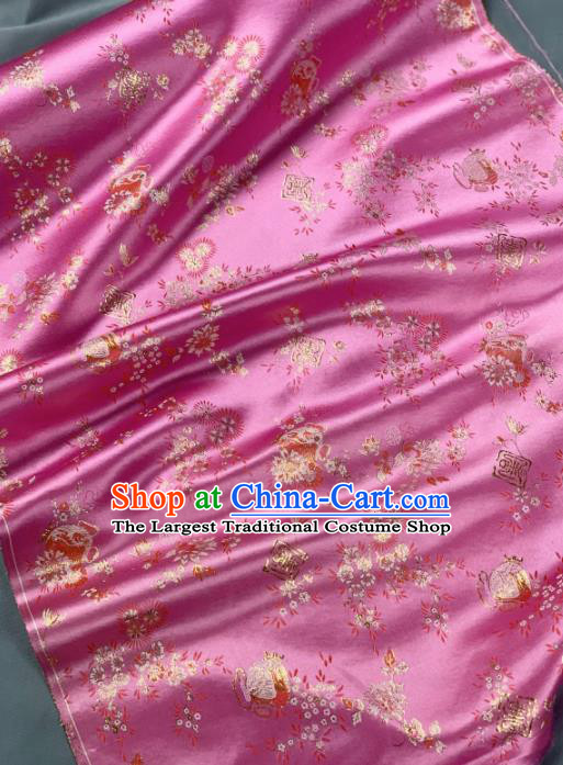 Chinese Classical Flowers Pattern Design Pink Silk Fabric Asian Traditional Hanfu Brocade Material
