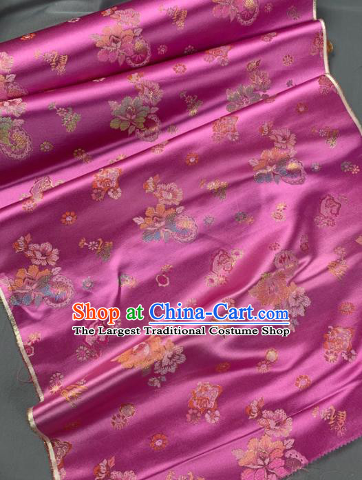 Chinese Classical Peony Flowers Pattern Design Pink Silk Fabric Asian Traditional Hanfu Brocade Material