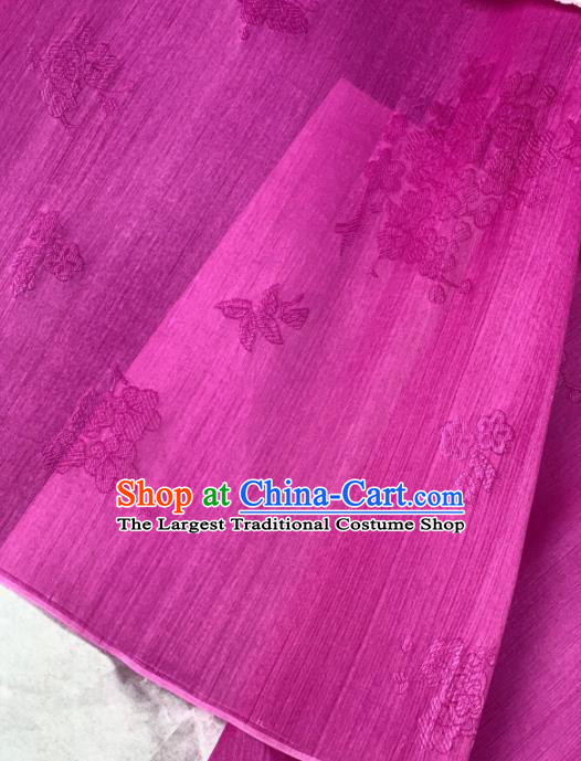 Chinese Classical Plum Pattern Design Rosy Silk Fabric Asian Traditional Hanfu Brocade Material