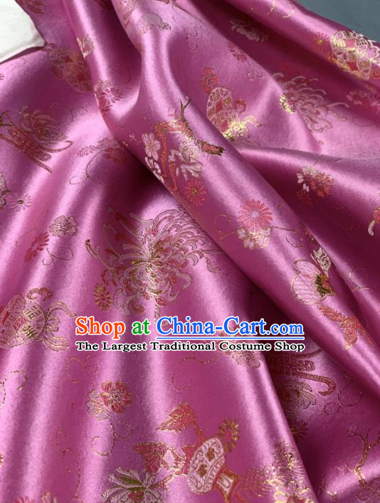 Chinese Classical Clouds Pattern Design Lilac Silk Fabric Asian Traditional Hanfu Brocade Material