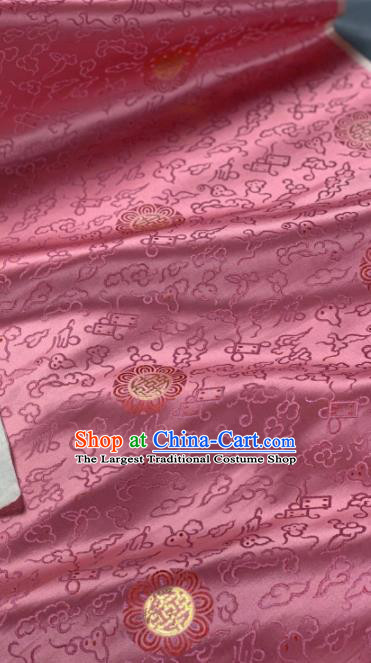 Chinese Classical Clouds Pattern Design Pink Silk Fabric Asian Traditional Hanfu Brocade Material