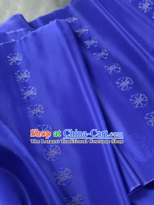 Chinese Classical Embroidered Pattern Design Royalblue Silk Fabric Asian Traditional Hanfu Material