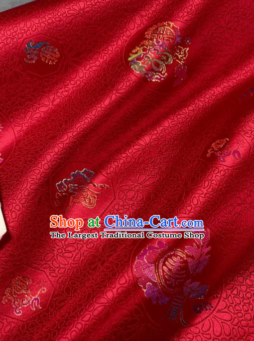 Chinese Classical Longevity Chrysanthemum Pattern Design Red Silk Fabric Asian Traditional Hanfu Brocade Material