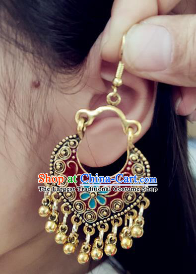 Asian India Traditional Jewelry Indian Handmade Golden Earrings for Women