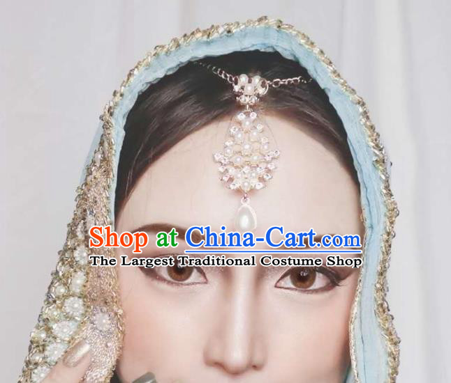 India Traditional Crystal Eyebrows Pendant Asian Indian Handmade Hair Accessories for Women
