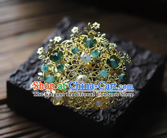 Traditional Chinese Handmade Palace Brass Hairpins Headdress Ancient Hanfu Hair Accessories for Women