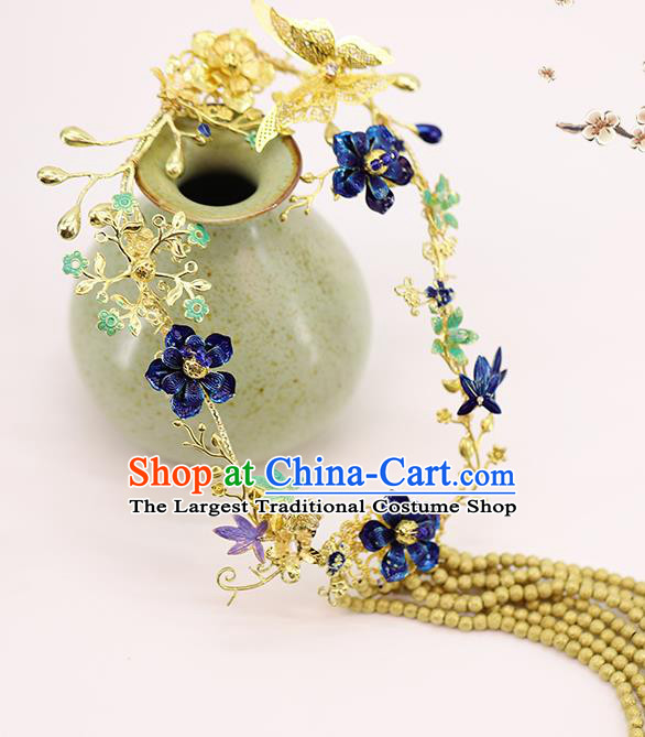 Traditional Chinese Wedding Brass Hair Comb Hairpins Headdress Ancient Bride Hair Accessories for Women