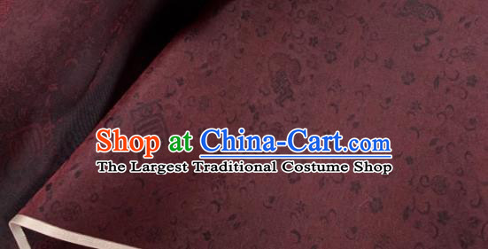 Chinese Traditional Classical Pattern Design Purplish Red Silk Fabric Asian Hanfu Material