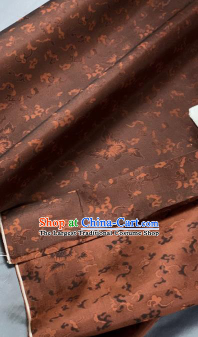 Chinese Traditional Classical Pattern Design Brown Silk Fabric Asian Hanfu Material