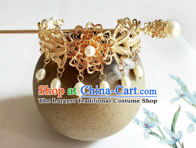 Traditional Chinese Golden Hairdo Crown and Hairpin Headdress Ancient Swordsman Hair Accessories for Women