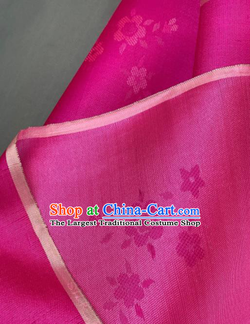 Chinese Traditional Classical Plum Blossom Pattern Design Rosy Silk Fabric Asian Hanfu Material