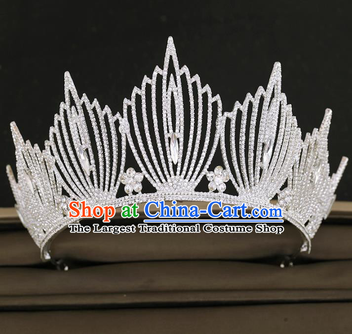 Top Grade Princess Crystal Royal Crown Handmade Baroque Bride Hair Accessories for Women