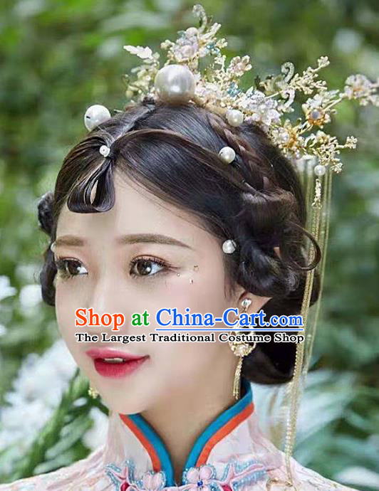 Traditional Chinese Bride Hair Crown and Hairpins Headdress Ancient Wedding Hair Accessories for Women