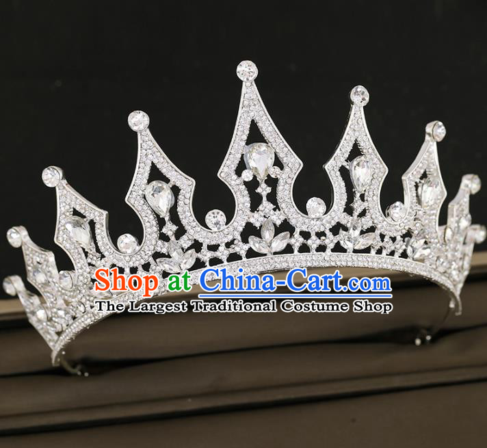 Top Grade Baroque Princess Crystal Royal Crown Handmade Wedding Bride Hair Accessories for Women