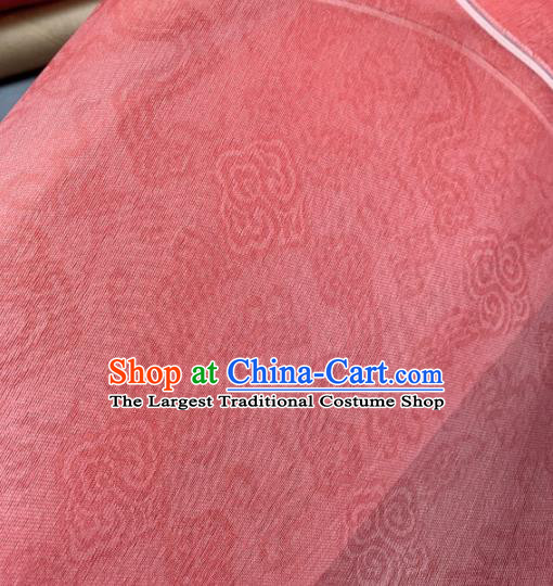 Chinese Traditional Classical Clouds Pattern Design Peach Pink Silk Fabric Asian Hanfu Material