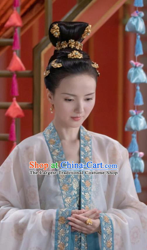 Chinese Ancient Crown Princess Zhang Nianzhi Drama Royal Nirvana Replica Costumes and Headpiece Complete Set