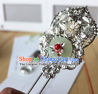 Traditional Chinese Bride Argent Hairpin Headdress Ancient Court Hair Accessories for Women