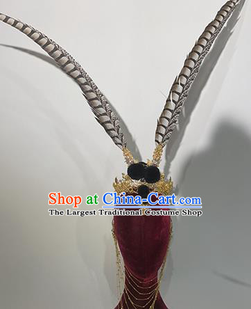 Traditional Chinese Stage Show Feather Hair Crown Headdress Handmade Catwalks Hair Accessories for Women