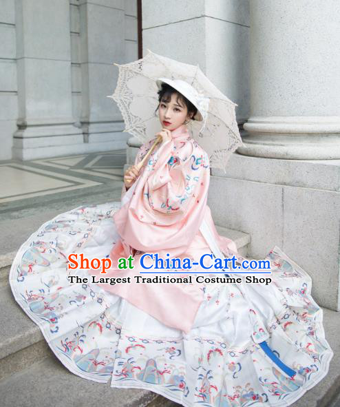 Chinese Traditional Ming Dynasty Dame Blouse and Skirt Ancient Royal Infanta Historical Costumes for Women