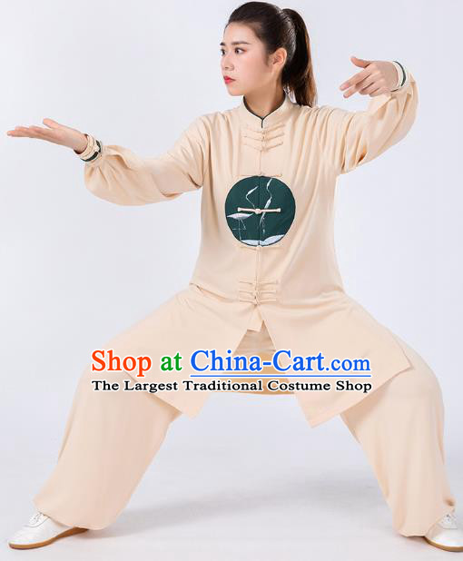 Traditional Chinese Beige Tai Chi Suit Martial Arts Stage Performance Costumes for Women