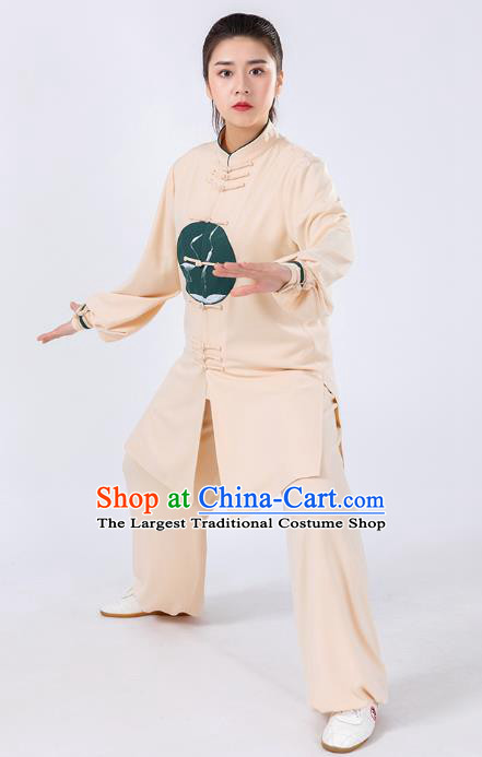 Traditional Chinese Beige Tai Chi Suit Martial Arts Stage Performance Costumes for Women