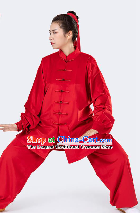 Traditional Chinese Tai Chi Competition Red Velvet Outfits Martial Arts Stage Performance Costumes for Women