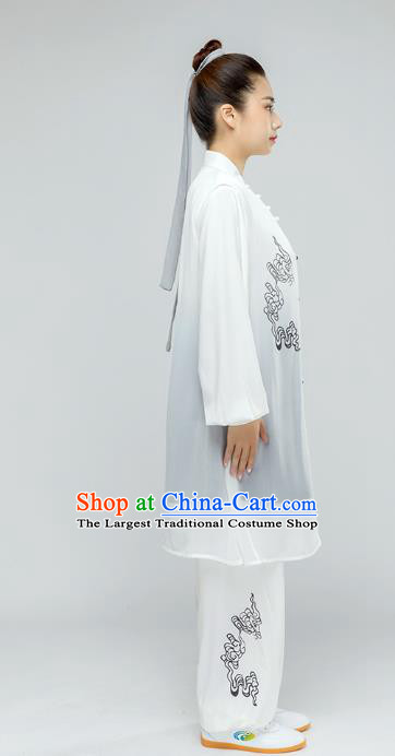 Top Tai Chi Kung Fu Hand Painting Clouds Outfits Chinese Traditional Martial Arts Stage Performance Costumes for Women