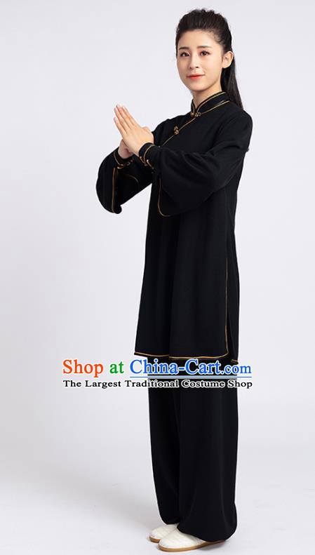 Top Chinese Tai Chi Kung Fu Black Outfits Traditional Martial Arts Competition Costumes for Women