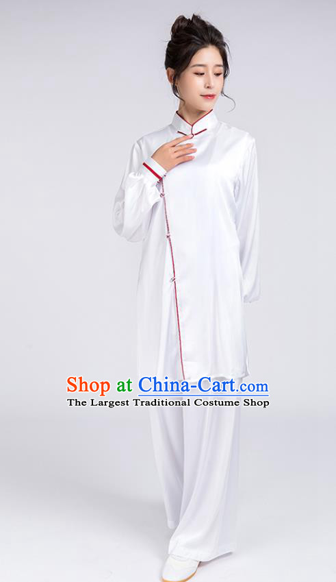 Top Chinese Martial Arts Red Edge Outfits Traditional Tai Chi Kung Fu Training Costumes for Women