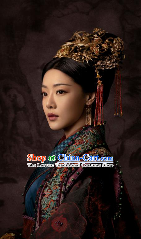 Chinese Ancient Ming Dynasty Queen Hu Shanxiang Drama Empress of the Ming Replica Costumes and Headpiece for Women