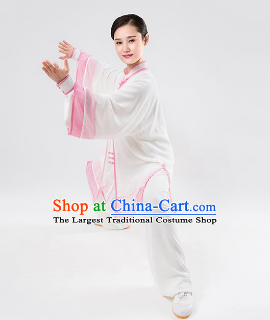 Top Chinese Martial Arts Printing Pink Outfits Traditional Tai Chi Kung Fu Training Costumes for Women