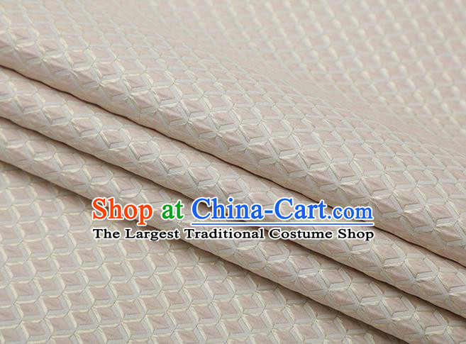 Chinese Traditional Rhomboids Pattern Light Pink Brocade Fabric Cheongsam Satin Tapestry Drapery