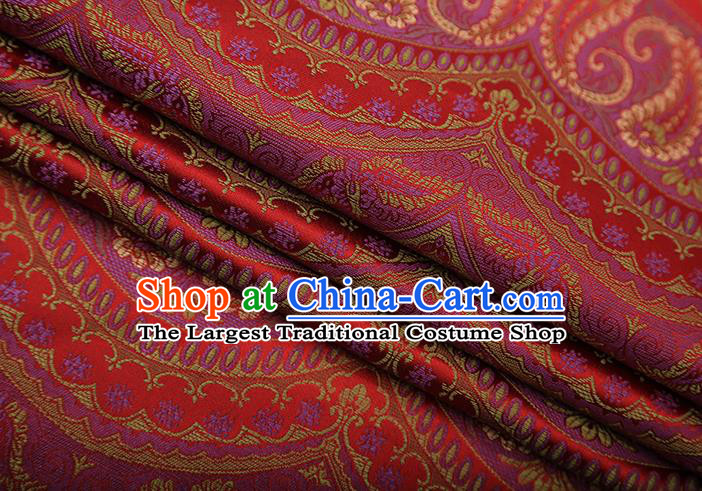 Chinese Traditional Pattern Design Red Brocade Fabric Cheongsam Satin Tapestry Drapery