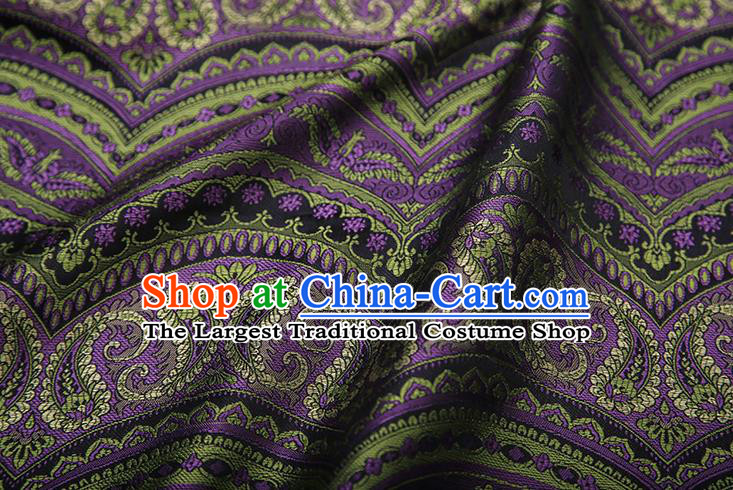 Chinese Traditional Pattern Design Purple Brocade Fabric Cheongsam Satin Tapestry Drapery