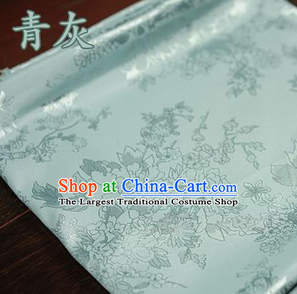 Chinese Traditional Peony Pattern Design Green Brocade Fabric Hanfu Dress Satin Tapestry Drapery