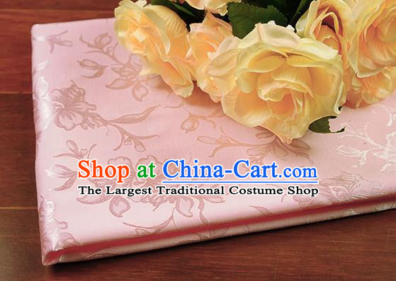 Chinese Traditional Magnolia Pattern Design Pink Brocade Fabric Hanfu Dress Satin Drapery
