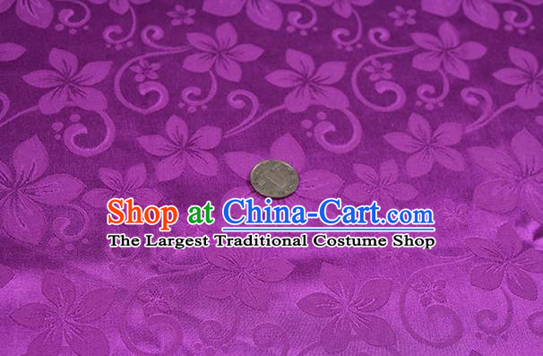 Chinese Traditional Peach Flowers Pattern Design Purple Brocade Fabric Hanfu Dress Satin Drapery