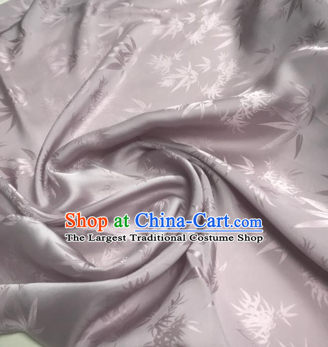 Chinese Traditional Bamboo Leaf Design Pattern Lilac Silk Fabric Cheongsam Mulberry Silk Drapery